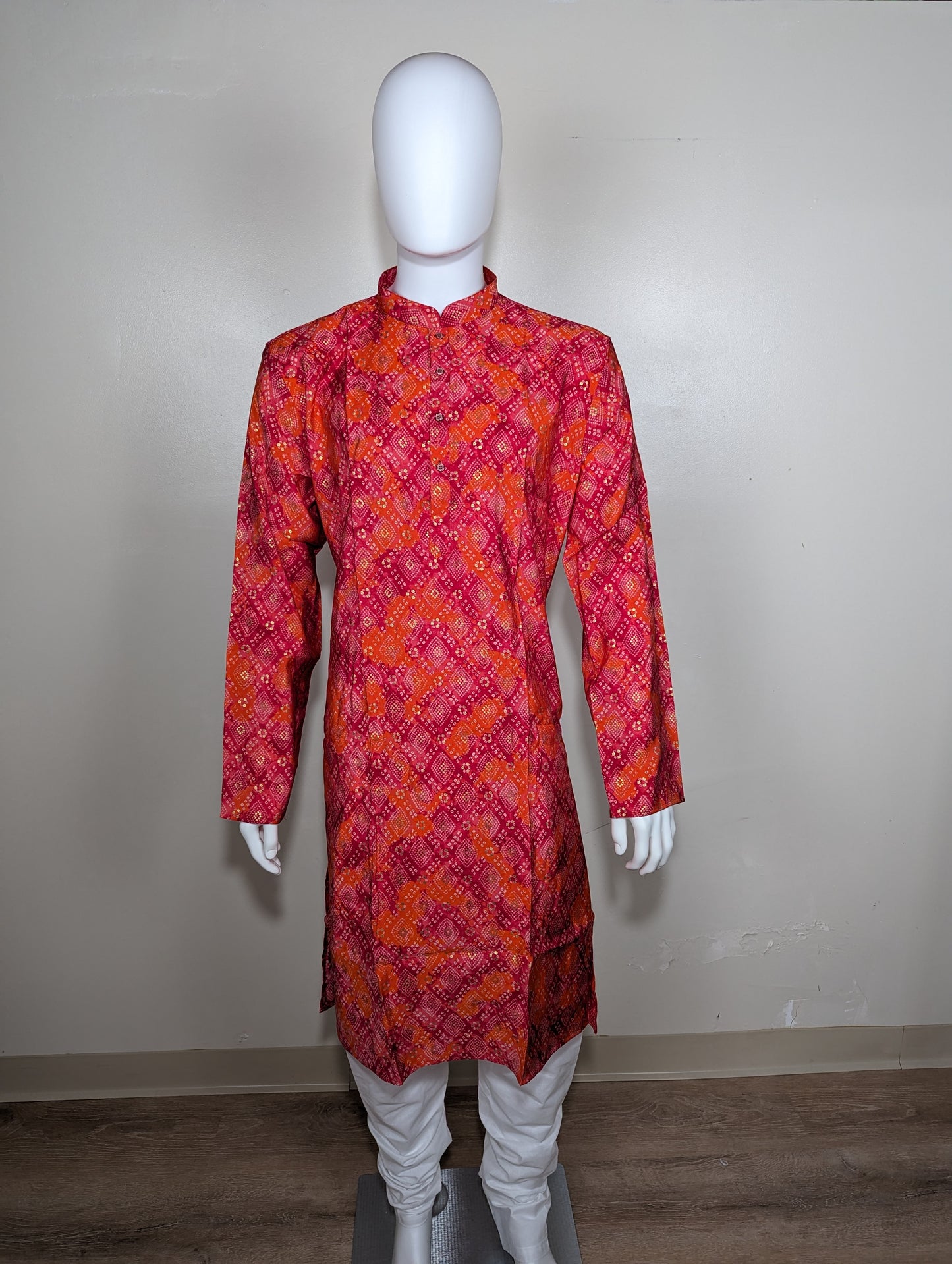 Men's bandhani kurta set - Red