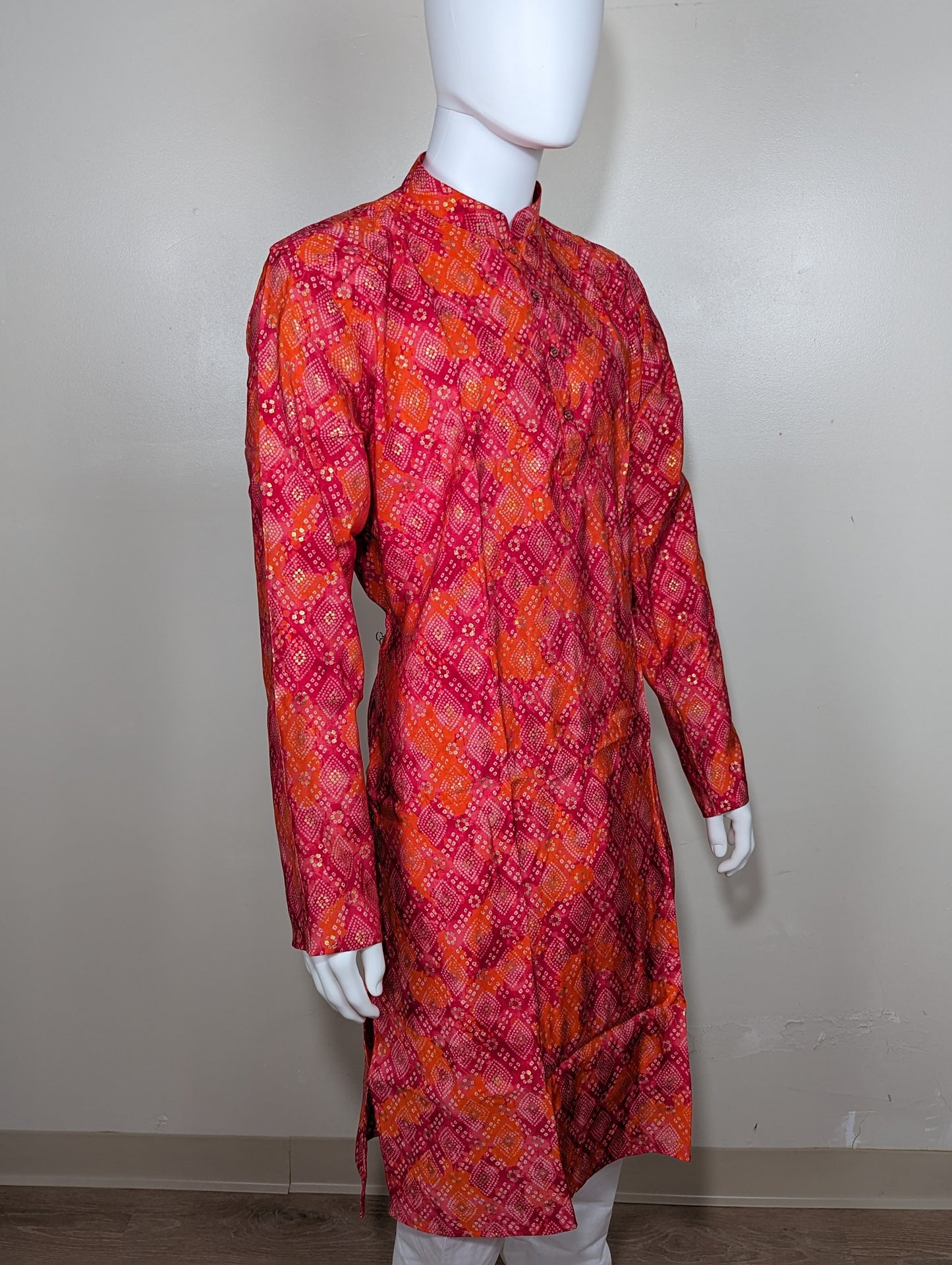 Men's bandhani kurta set - Red