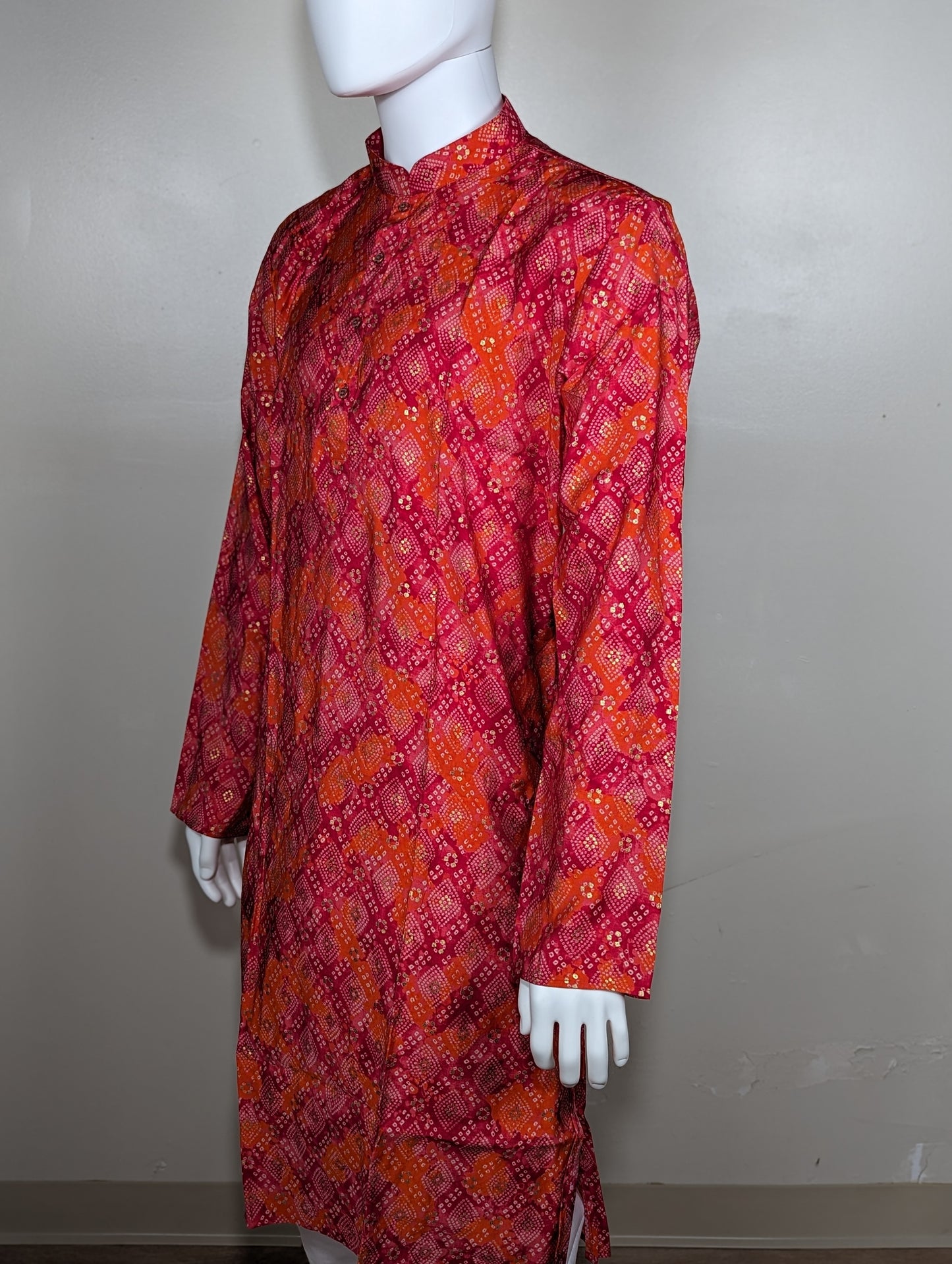 Men's bandhani kurta set - Red