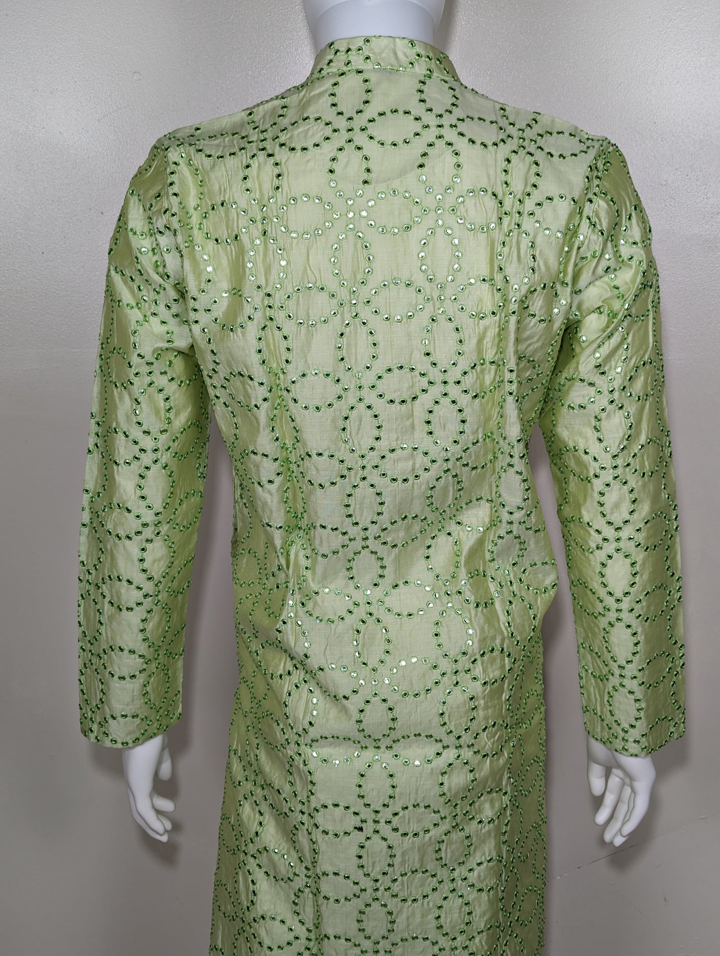 Men's Crochet Mirror kurta set - Light Green